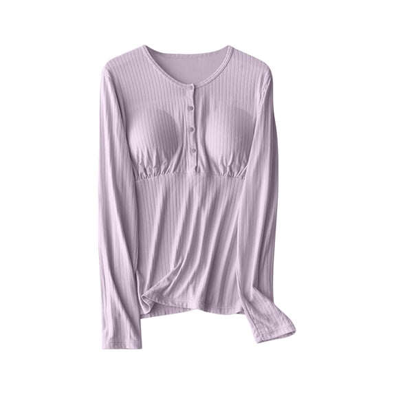 Aofany Women's Maternity Nursing Tops Long Sleeve Crew Neck Breastfeeding Blouse Pregnancy Postpartum Clothes