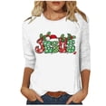 thumbnail image 1 of Aofany Women's Merry Christmas Shirts Xmas Graphic Cute 3/4 Sleeve Crewneck Tees Tops, Christmas Gifts, 1 of 5