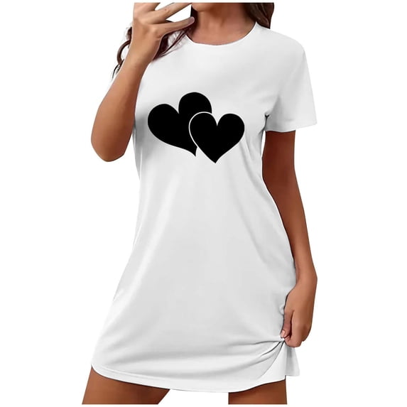 Aofany Women's Nightgowns Short Sleeve Sleepwear Round Neck Soft Solid Color Sleepshirts Ladies Nightgowns