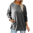 thumbnail image 1 of Aofany Women's Oversized Crewneck Long Sleeve Sweatshirts Casual Solid Pullover Sweatshirt Tops with Pockets, 1 of 5