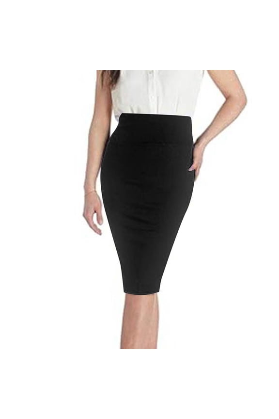 Women's Pencil Skirt Stretchy Office Work Skirt Knee Length Business Bodycon High Waist A-Line Short Skirt