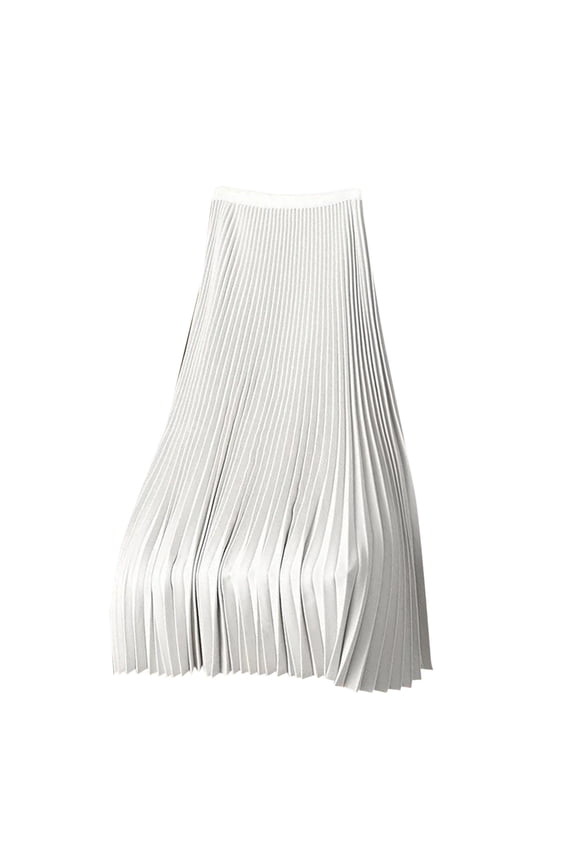 Women's Plain Satin Pleated Skirt Large Size Versatile Skirt Solid Color Long Skirt