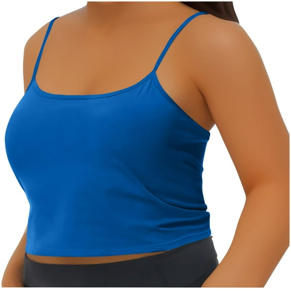 Aofany Women's Plus Size Comfy Cami Crop Top with Padded Lounge Bralettes Camisole Tank Tops
