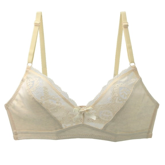 Aofany Women's Plus Size Lace Bra Fashion Comfortable Breathable Lace No Steel Ring Lift Breasts Bra Woman Underwear Holiday Beige 75E