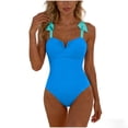 thumbnail image 1 of Aofany Women's Plus Size Ruched One Piece Bathing Suits Adjustable Straps Tummy Control 1 Piece Swimsuit Solid Color Swimwear for Women, 1 of 7