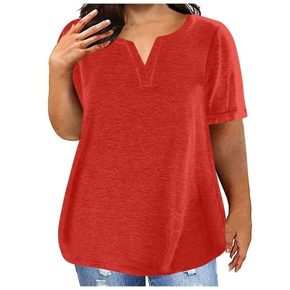 Aofany Women's Plus Size T Shirts Summer Short Sleeve Pullover Tunic Tops