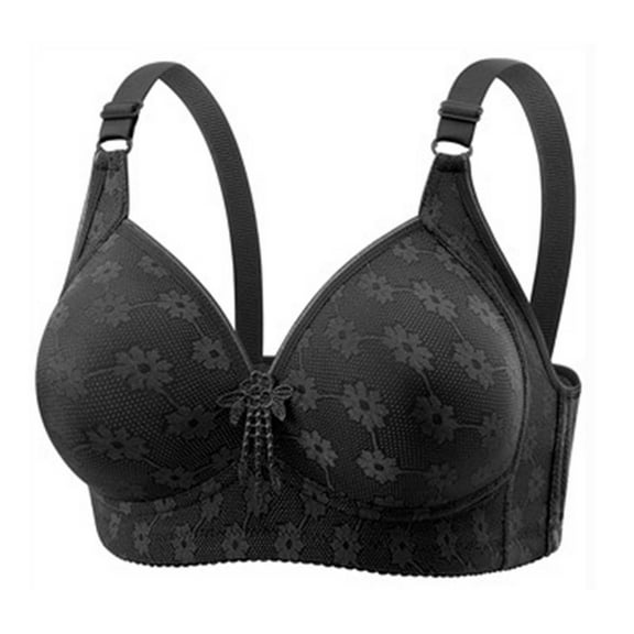 Aofany Women's Push Up Wireless Bras 38B/C-44B/C Plus Size Comfort Everyday Bras Flower Print Underwire Free Bra