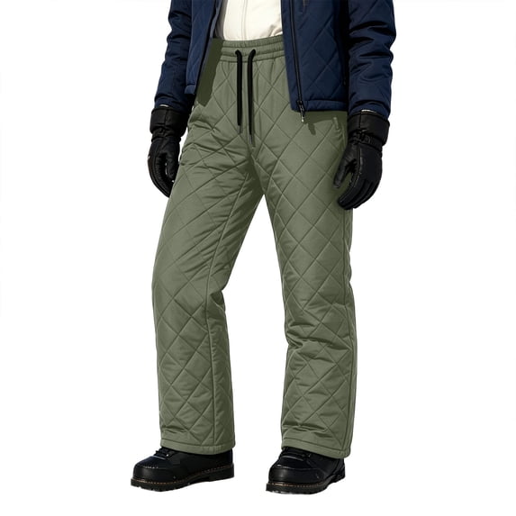 Aofany Women's Quilted Insulated Ski Pants Fleece Lined Winter Trousers with Pockets Thermal Loose Fit Bottoms for Outdoor Sports