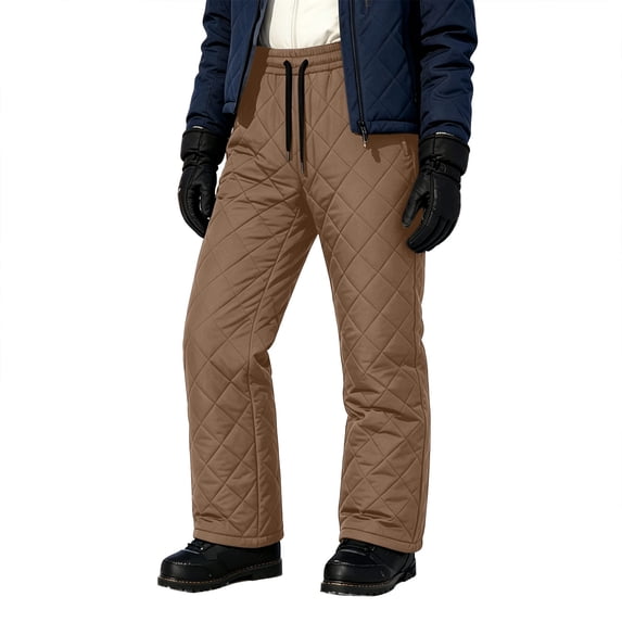 Aofany Women's Quilted Insulated Ski Pants Fleece Lined Winter Trousers with Pockets Thermal Loose Fit Bottoms for Outdoor Sports