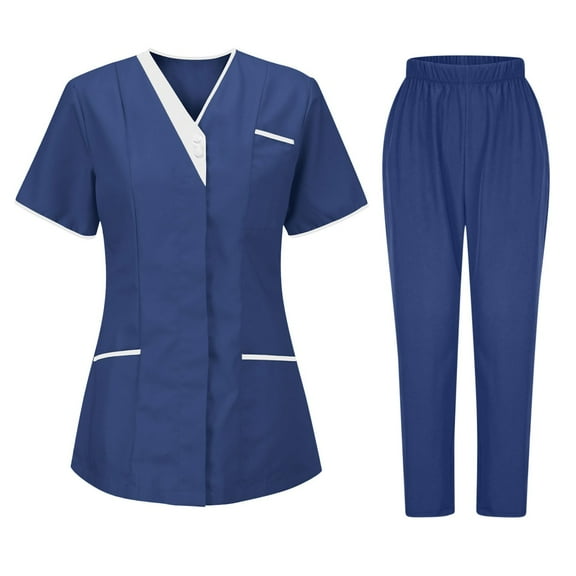 Aofany Women's Scrub Set Classic Short Sleeve V-Neck Top and Jogger Pants Nursing Uniform Scrubs for Women Set