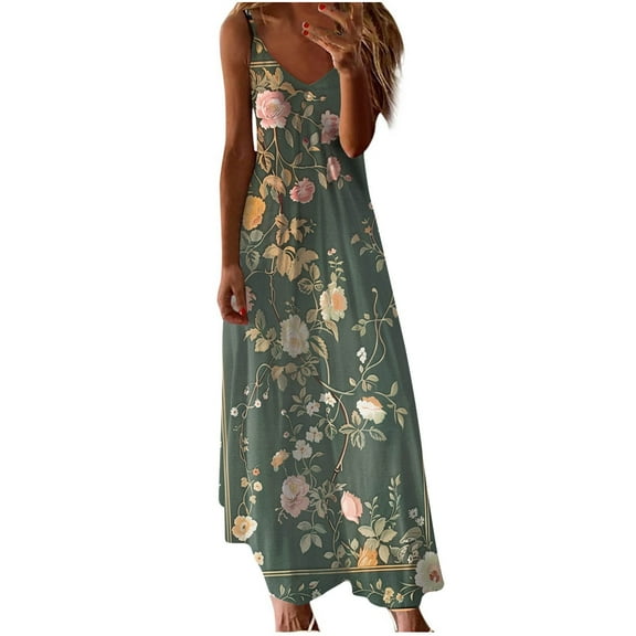 Aofany Women's Sleeveless Suspenders Dresses Fashion Printing Camis Dress Summer Casual Vacation Dress