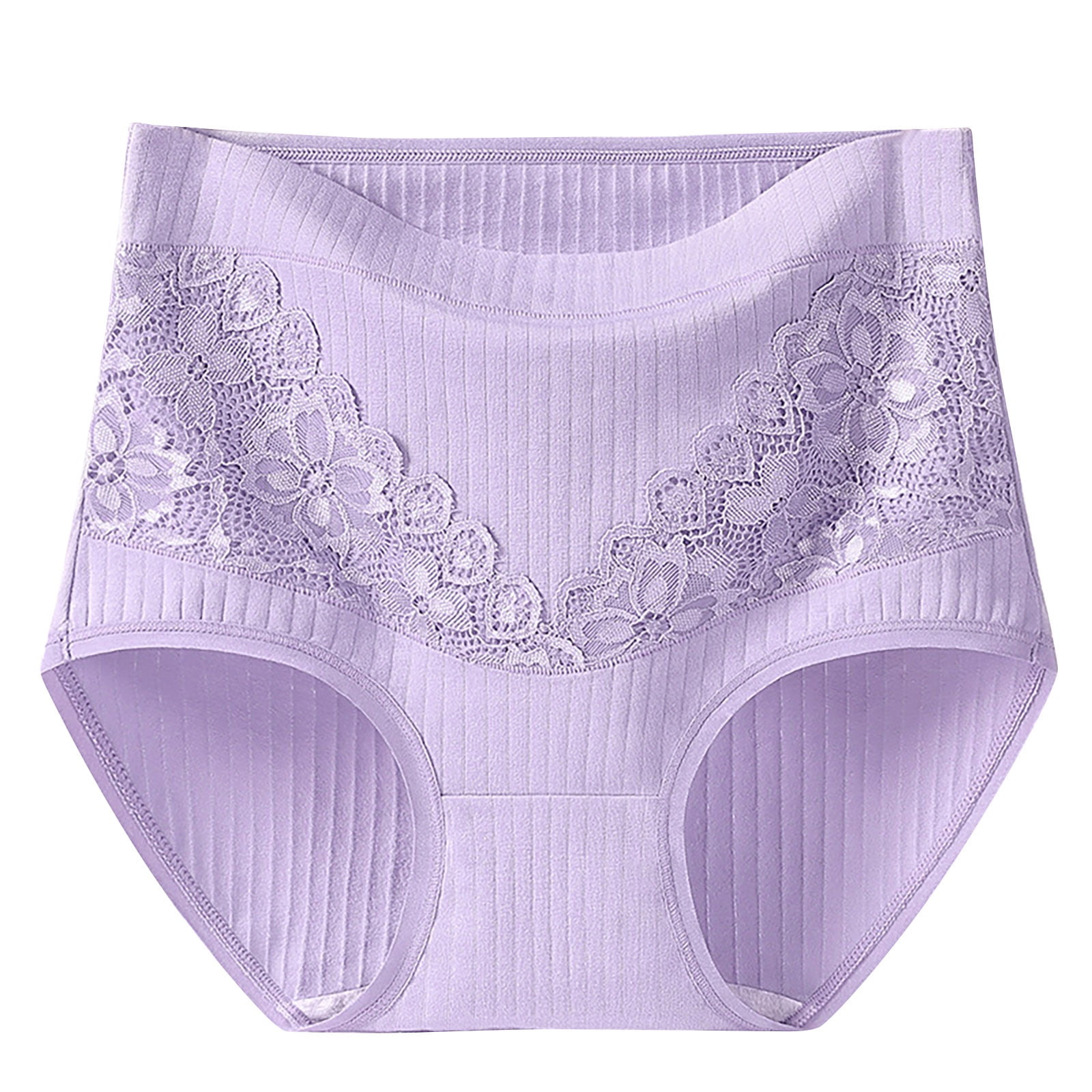 Aofany Women's Solid Plus Size High Waist Lace Panties Leak Proof