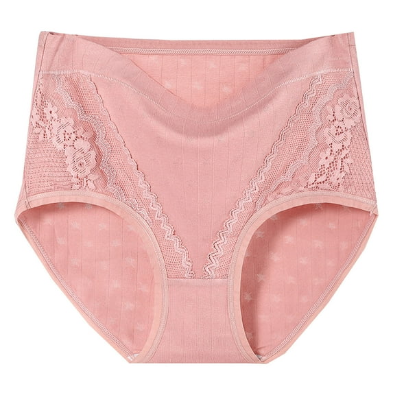 Aofany Women's Solid Plus Size High Waist Lace Panties Leak Proof Cotton Underwear Briefs