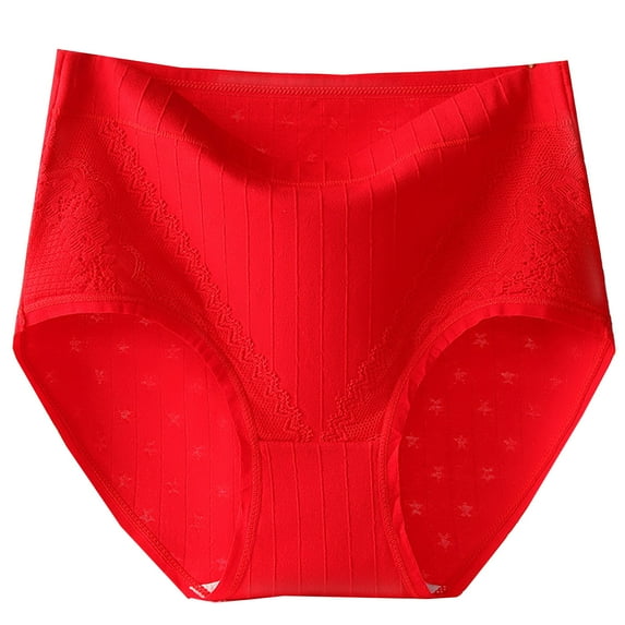 Aofany Women's Solid Plus Size High Waist Lace Panties Leak Proof Cotton Underwear Briefs