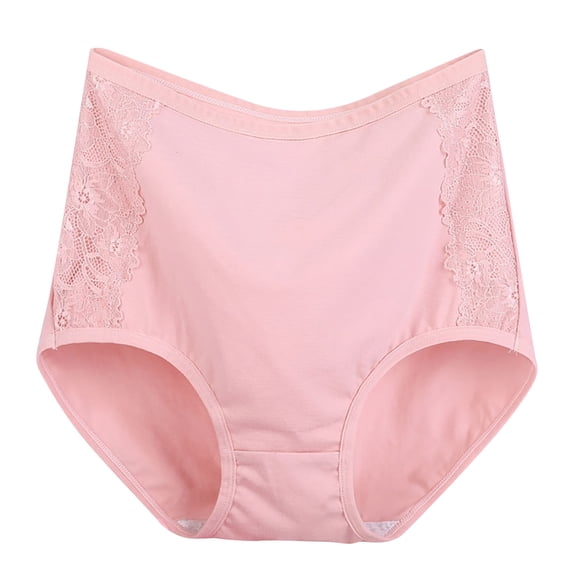 Aofany Women's Solid Plus Size High Waist Lace Panties Leak Proof Cotton Underwear Briefs