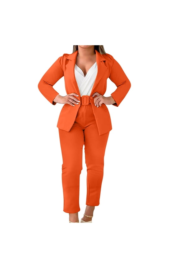 Women's Suit Sets Long Sleeve Solid Suit Pants 2024 Casual Elegant Business Suit Sets Two-piece Suit Hot Sale