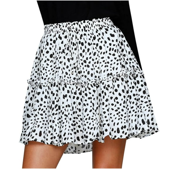 Aofany Women's Summer Short Skirts Print High Waist Ruffle Skirt Swing Beach Mini Skirt Cute Skirts for Teens
