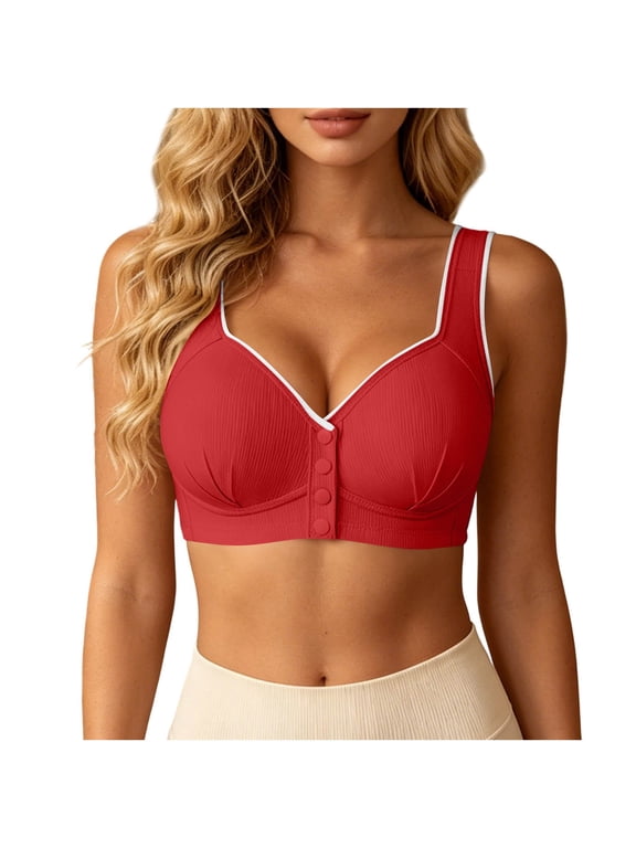 Women's Thin Wireless Front Closure Bra Breathable Push Up Bralette Comfortable Supportive Everyday Bras Underwear, 36B-46B