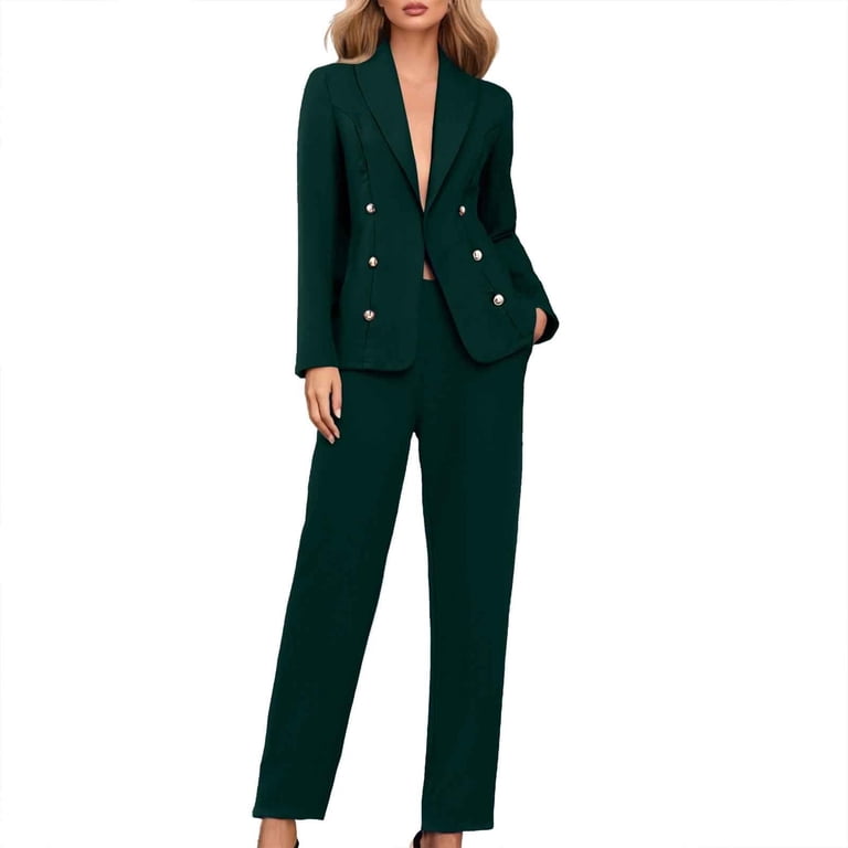 Aofany Women's Two Piece Sets Casual Blazers Jackets and Straight Leg Pants  Suits Dressy Business Casual Outfits Professional Blazer Pantsuits Elegant  Business Office Work Suit - Walmart.com