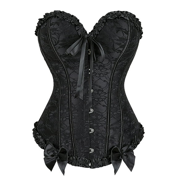Aofany Women's Vintage Lace-up Boned Overbust Corset Bustier Bodyshaper Top Shapewear Plus Size