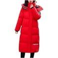 thumbnail image 1 of Aofany Women's Winter Casual Thickened Cold Proof Cotton Coat Fashion Knee Length Hooded Jackets Plus Size Long Sleeve Outwear, 1 of 5