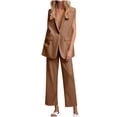 thumbnail image 1 of Aofany Womens 2 Piece Blazer Sets Casual Sleeveless Open Front Formal Office Work Jackets and Wide Leg Pants Suit Set, 1 of 7