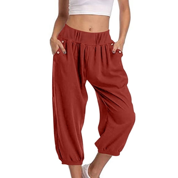 Aofany Womens Capri Pants Causal Loose Comfy Joggers Lightweight Soft Athletic Workout Yoga Sweatpants Baggy Cropped Pants with Pockets