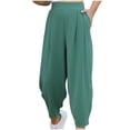 thumbnail image 1 of Aofany Womens Casual Elastic Waist Trousers Fashion Solid High Waist Pocket Pants Yoga Workout Pant, 1 of 6