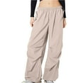 thumbnail image 1 of Aofany Womens Drawstring High Waisted Cargo Pants Y2K Wide Leg Parachute Pants Baggy Trousers with Pockets, 1 of 7
