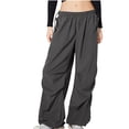 thumbnail image 1 of Aofany Womens Drawstring High Waisted Cargo Pants Y2K Wide Leg Parachute Pants Baggy Trousers with Pockets, 1 of 7