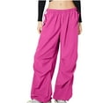 thumbnail image 1 of Aofany Womens Drawstring High Waisted Cargo Pants Y2K Wide Leg Parachute Pants Baggy Trousers with Pockets, 1 of 7