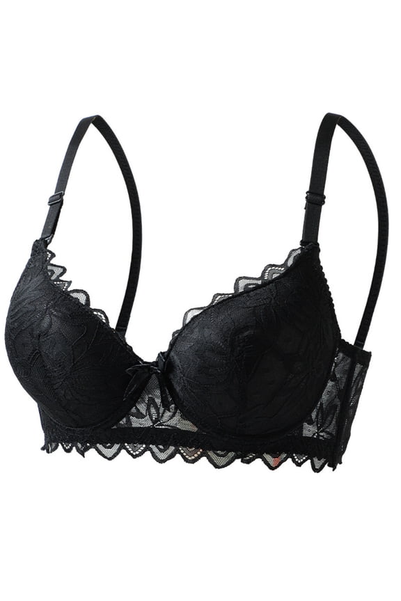 Womens Lightly Padded Underwire T-Shirt Bra Full Coverage Supportive Bras Push Up Lace Bras for Comfort Daily Wear, Adjustable Spaghetti Strap, 36B/C-42B/C