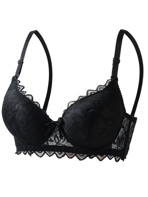 Womens Lightly Padded Underwire T-Shirt Bra Full Coverage Supportive Bras Push Up Lace Bras for Comfort Daily Wear, Adjustable Spaghetti Strap, 36B/C-42B/C