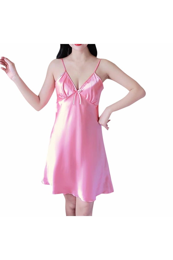 Womens Nightshirts & Gowns Lingerie Satin Chemise Lingerie Nightie Sleep Dress Sleepwear Nightgowns For Women