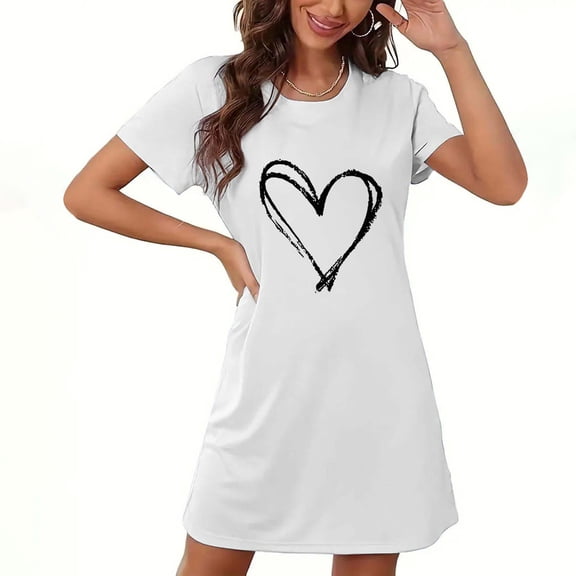 Aofany Womens Nightshirts & Gowns Short Sleeve Sleepshirt Scoopneck Cute Nightdress Comfy Nightgown Dress with Pockets