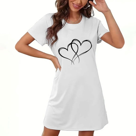 Aofany Womens Nightshirts & Gowns Short Sleeve Sleepshirt Scoopneck Cute Nightdress Comfy Nightgown Dress with Pockets