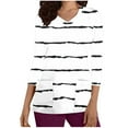 Aofany Womens Nursing Scrub Tops Stripes Working Uniform 3/4 Sleeve V