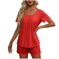 thumbnail image 1 of Aofany Womens Pajama Sets,Pajama Sets for Women Plus Size,Short Sleeve Round Neck Loungewear Solid Tops Shorts Set,Women's 2 Pieces Sleepwear Sets, 1 of 7