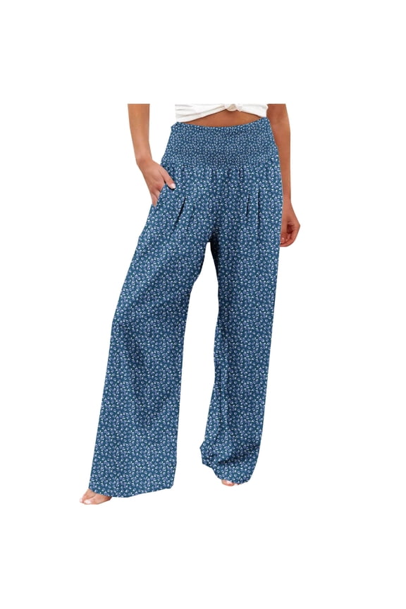 Womens Pants Flowy Pants Casual Loose Wide Leg Pants for Women Summer Womens Palazzo Pants Plus Size Beach Pants