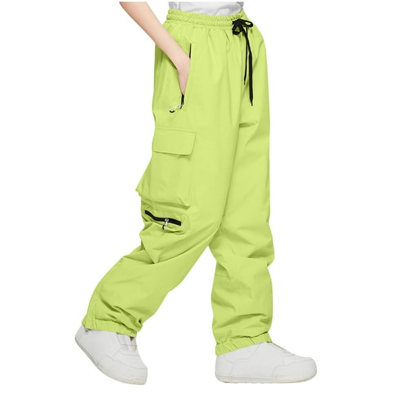 Aofany Womens Parachute Cargo Pants with Pockets Quick Dry Hiking Pants Lightweight Water-Resistant Baggy Ski Pants