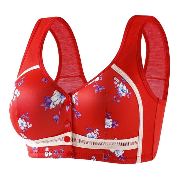 Aofany Womens Plus Size Bra, Bras for Women, Woman's Print Front Buckle Elastic Bra Without Steel Rim, 36B/C-44B/C
