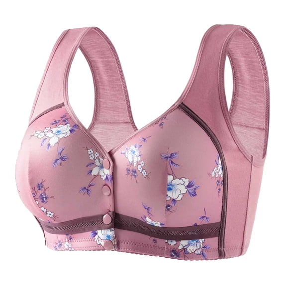 Aofany Womens Plus Size Bra, Bras for Women, Woman's Print Front Buckle Elastic Bra Without Steel Rim, 36B/C-44B/C