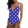thumbnail image 1 of Aofany Womens Plus Size One Piece Swimsuit Spaghetti Strap Sexy Deep V Neck High Cut Thong Bathing Suit Dot Printed Tummy Control Swimwear, 1 of 3