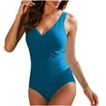 thumbnail image 1 of Aofany Womens Plus Size One Piece Swimsuits Front Twist V Neck Shirred Bathing Suit Monokini Swimwear, 1 of 4