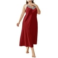 thumbnail image 1 of Aofany Womens Plus Size Sleepshirts Babydoll Lace Satin Silk Nightdress Lingerie Chemise Long Gown Sleepwear, 1 of 5