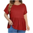 thumbnail image 1 of Aofany Womens Plus Size Tops Short Sleeve T Shirts Round Neck Ruffle Flowy Tee Shirts Causal Summer Tunics Blouses, 1 of 7