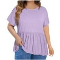 thumbnail image 1 of Aofany Womens Plus Size Tops Short Sleeve T Shirts Round Neck Ruffle Flowy Tee Shirts Causal Summer Tunics Blouses, 1 of 7