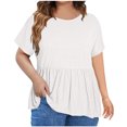 thumbnail image 1 of Aofany Womens Plus Size Tops Short Sleeve T Shirts Round Neck Ruffle Flowy Tee Shirts Causal Summer Tunics Blouses, 1 of 7