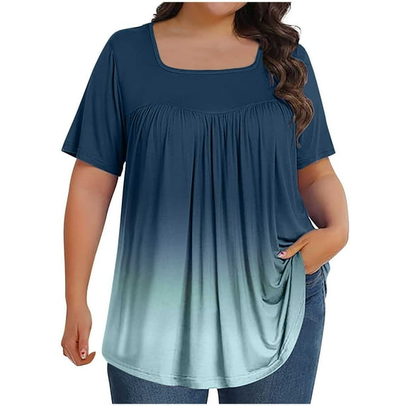 Aofany Womens Plus Size Tops Tunic Short Sleeve Crew Neck Shirts Casual Loose Soft Blouse L-5XL