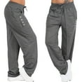 thumbnail image 1 of Aofany Womens Plus Size Winter Wide Leg Yoga Sports Pants Loose Casual Drawstring Long Trousers Solid Color Buttons Pockets Pants, 1 of 5
